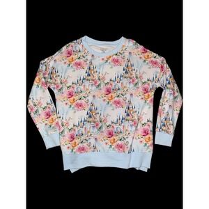 Little Snuggles Adult Small Bamboo Top Crewneck Disney Princess Castles Roses